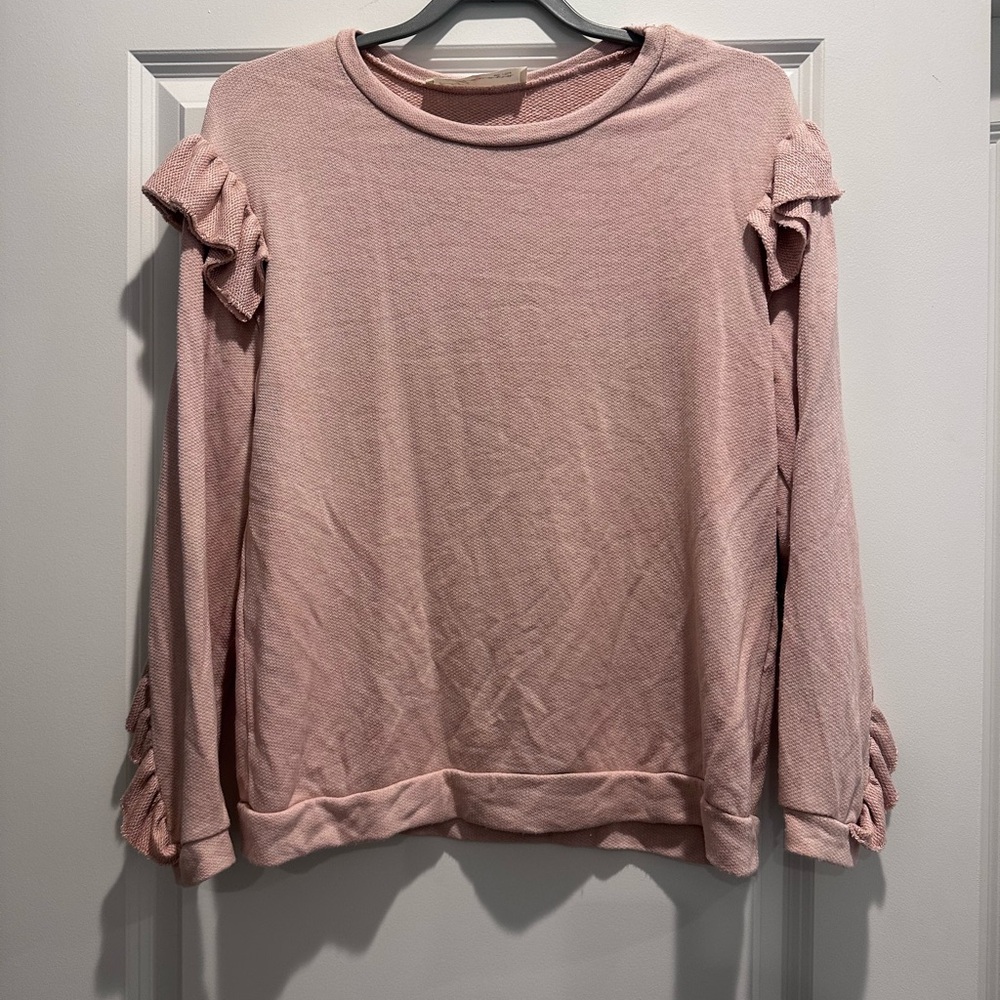 Vintage Havana Blush Ruffle Sleeve Sweatshirt